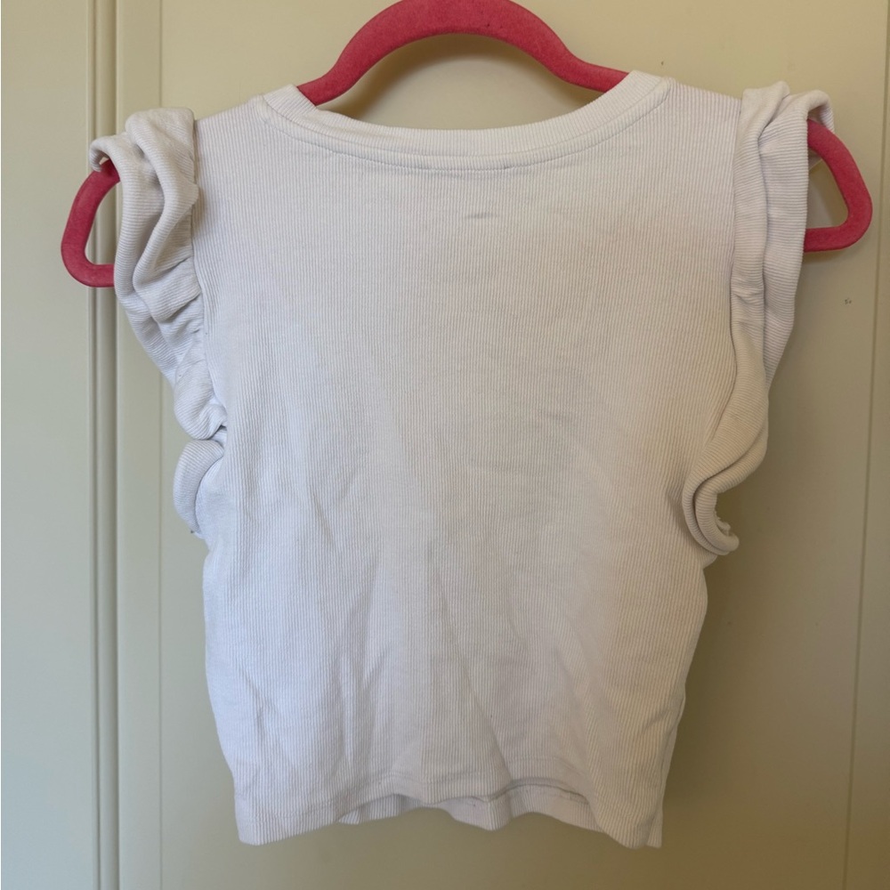 Zara White Ruffle Sleeve Crop Top - Picture 4 of 7